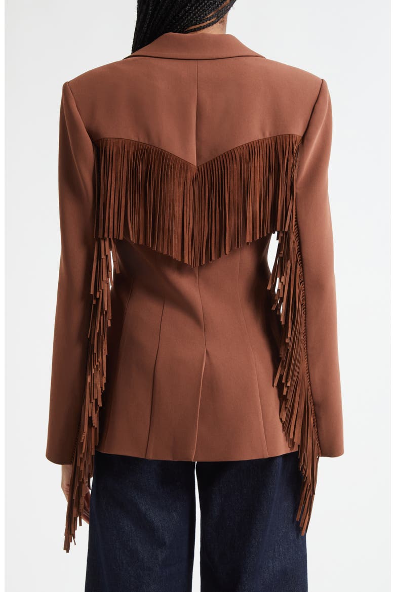 Western Fringe Trim Blazer, Alternate, color, DARK SEPIA