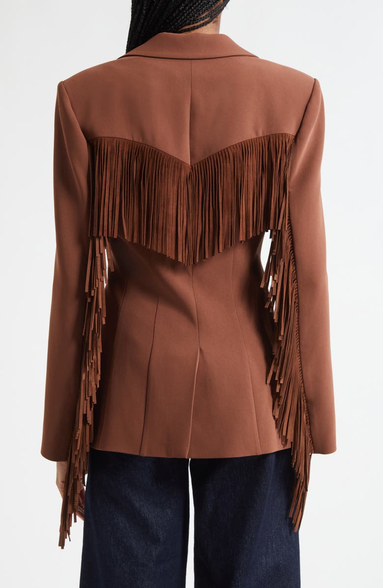 Cinq à Sept Western Fringe Trim Blazer, Alternate, color, Dark Sepia