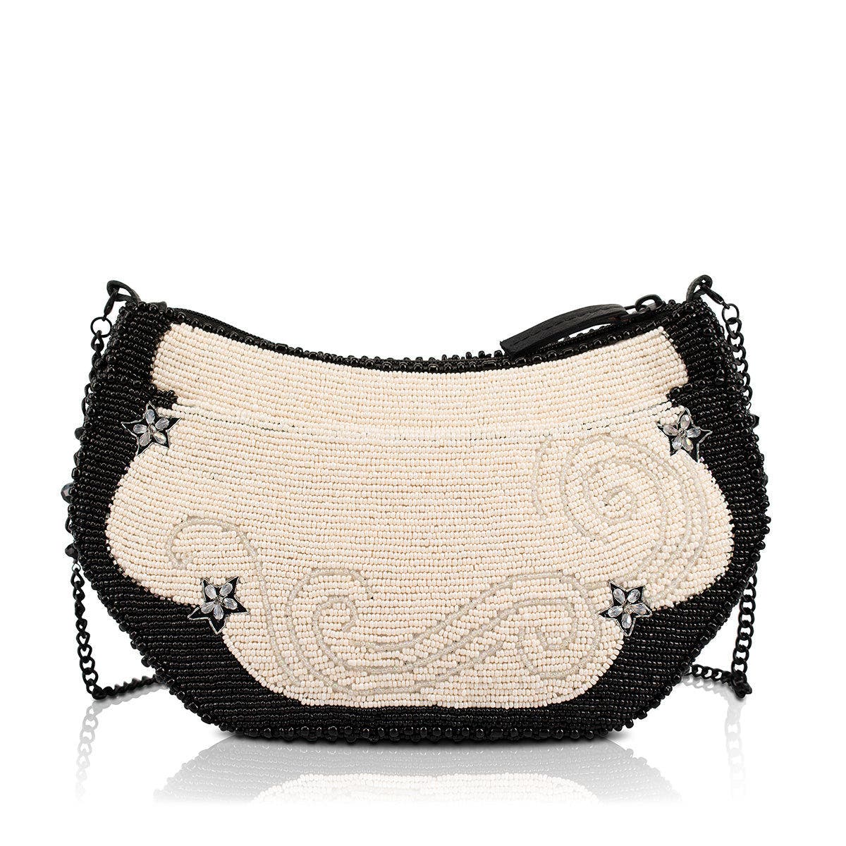 Mary Frances Accessories Hold Fast Crossbody Handbag, Alternate, color, White / Black