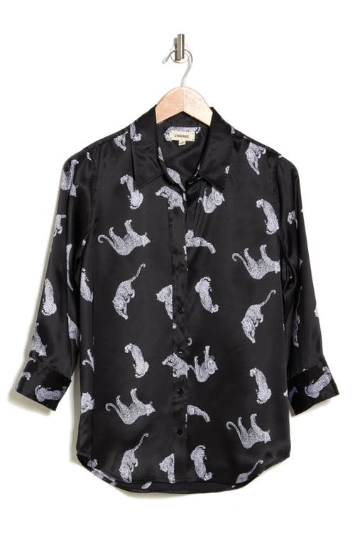 L Agence L'agence Dani Leopard Print Silk Button-up Shirt In Black/ivory Leopards