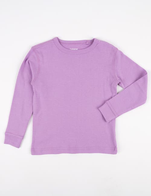 Leveret Kids Long Sleeve T-shirt, 100% Cotton, Solid Colors In Purple