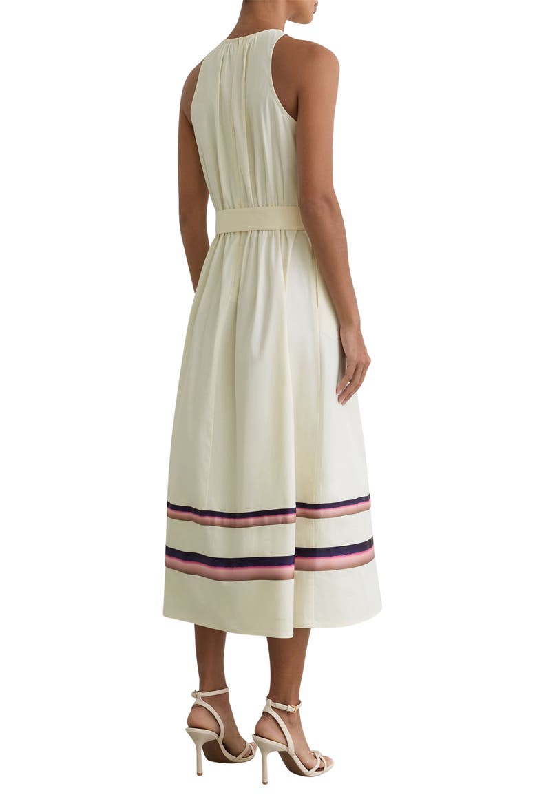 Sara Pleat Belted A-Line Dress, Alternate, color, CREAM