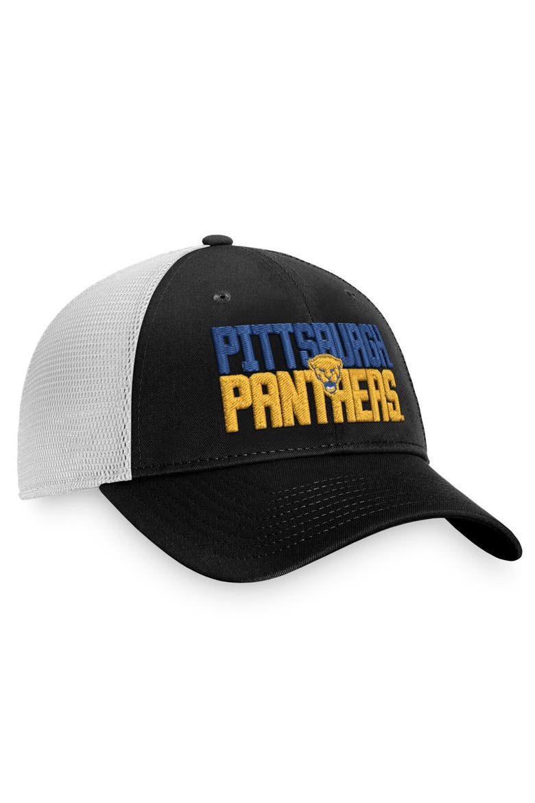 Men's Top of the World Black/White Pitt Panthers Stockpile Trucker Snapback Hat, Alternate, color, Black