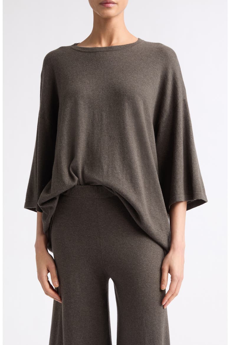 Agnette Oversize Cotton & Cashmere Sweater, Main, color, DEEP WALNUT