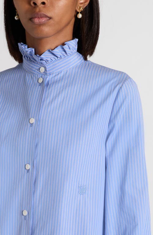 Valentino Hemd Aus Classic Stripe Popeline Frau Iris Liliac 48 In Blue