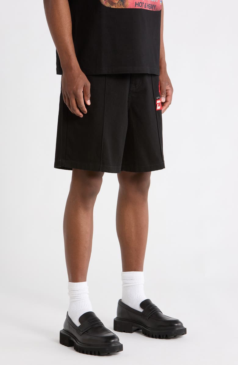 CRIMINAL DAMAGE Star Logo Cotton Shorts, Alternate, color, Black