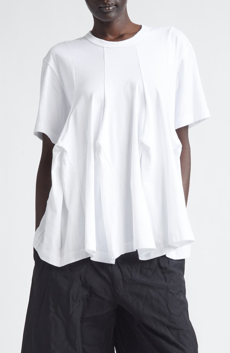 Comme des Garçons Comme des Garçons Paneled Peplum T-Shirt, Main, color, White