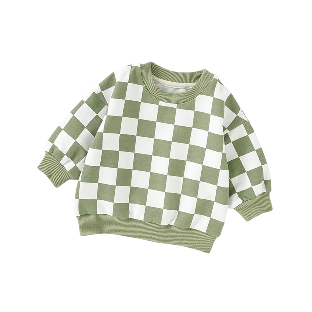 Charlie Lou Baby ® Organic Checkered Cotton Sweatshirt In Green