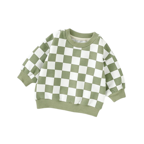 Charlie Lou Baby ® Organic Checkered Cotton Sweatshirt In Green