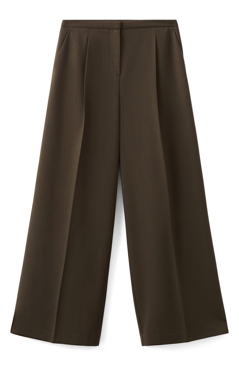 MANGO Pleated Wide Leg Pants, Alternate, color, Chocolate
