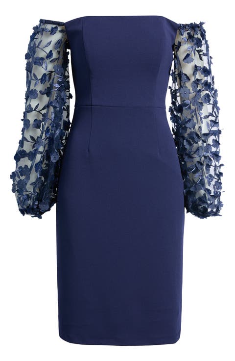 Off-the-Shoulder Balloon Sleeve Cocktail Dress