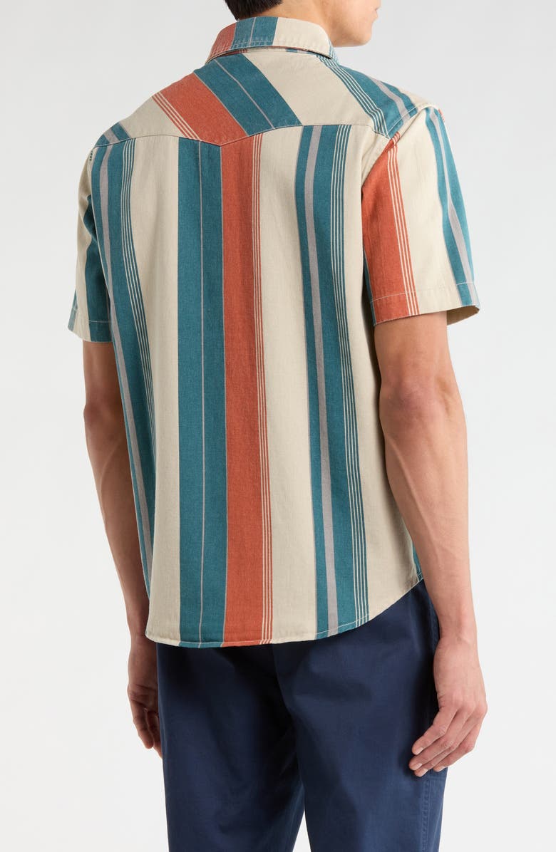Seager Co Amarillo Stripe Short Sleeve Cotton Twill Button-Up Shirt, Alternate, color, El Rojo Stripe