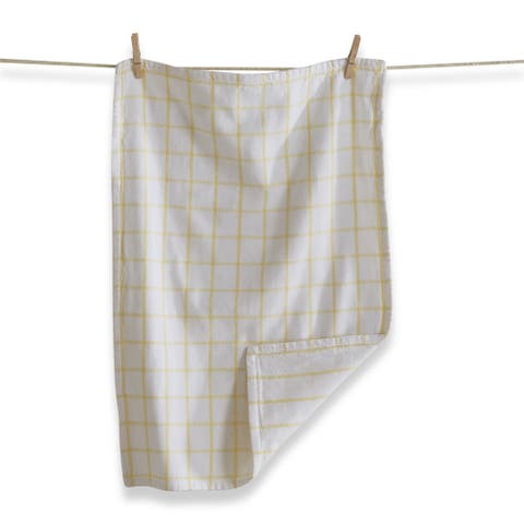 Classic Yellow Windowpane Cotton Kitchen Dishtowel Set