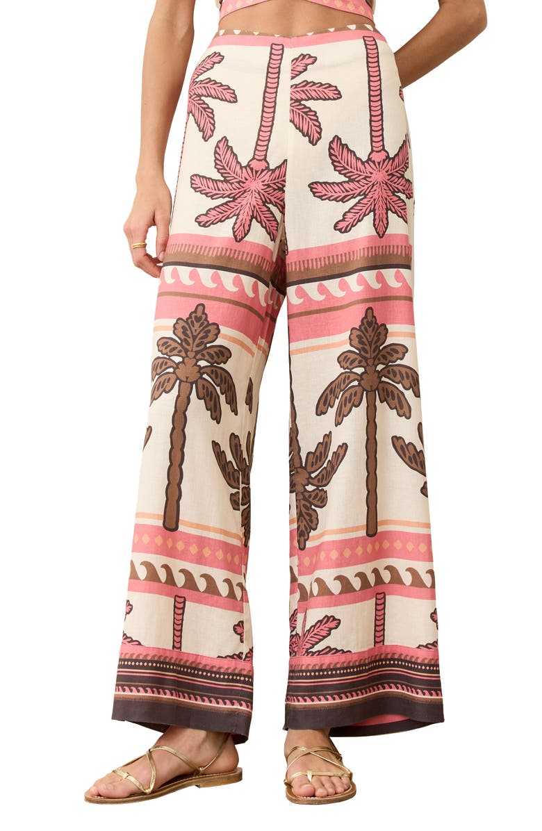 Marine Layer Saguaro Hemp Blend Wide Leg Pants, Main, color, Desert Deco