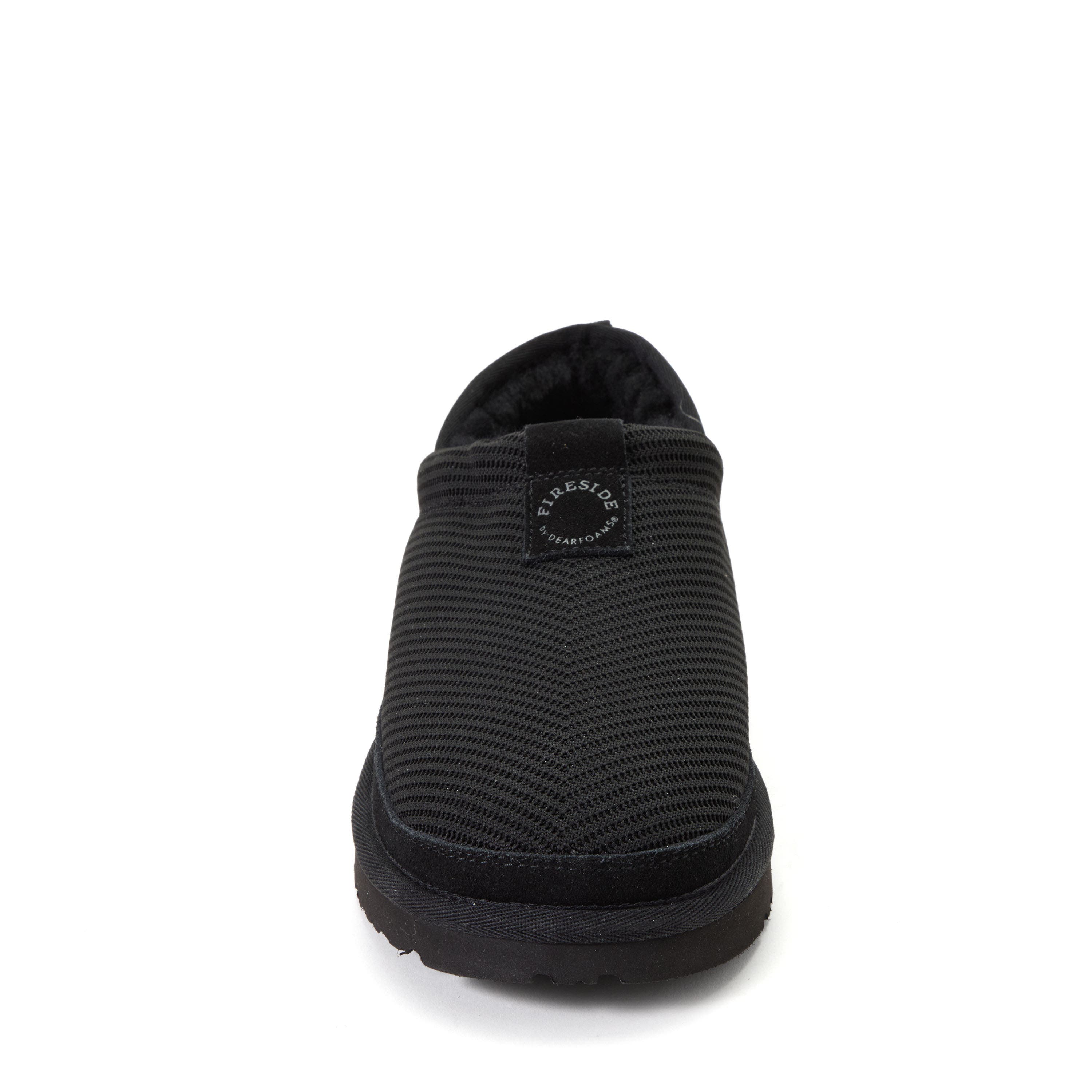 Dearfoams Fireside Sport Knit And Suede Water Repellent Slip On Shoetie, Alternate, color, Black
