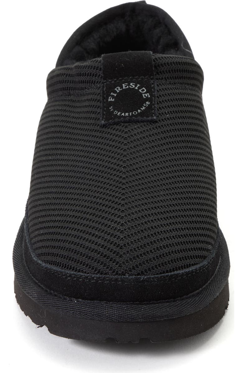 Dearfoams Fireside Sport Knit And Suede Water Repellent Slip On Shoetie, Alternate, color, Black