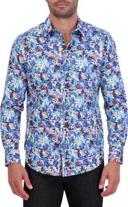Robert Graham Abstract Floral Print Cotton Button-Up Shirt