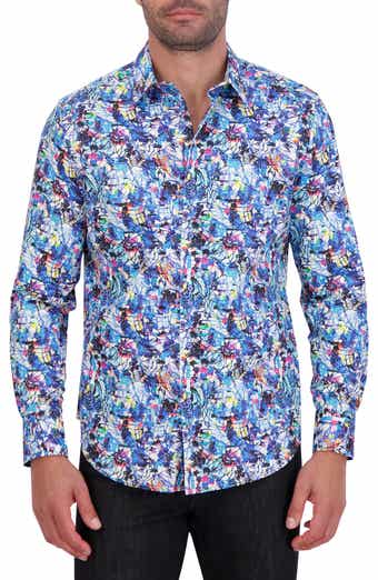 Robert Graham Abstract Floral Print Cotton Button-Up Shirt