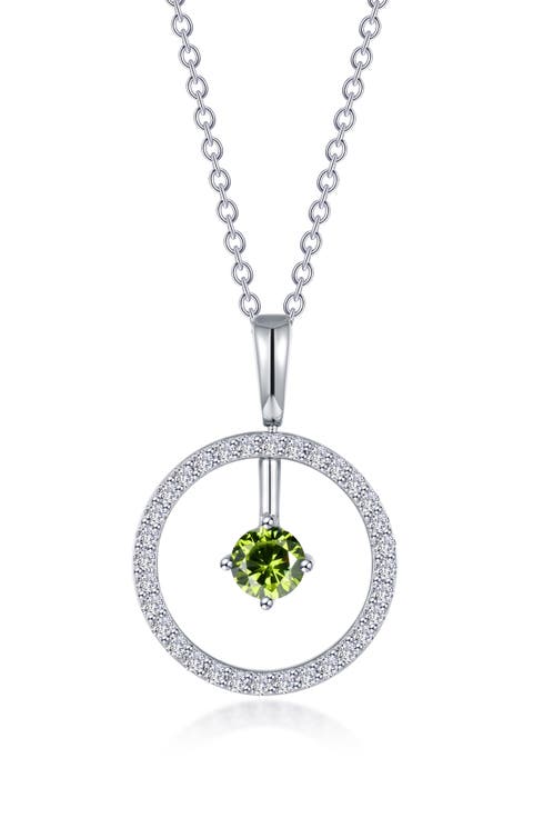 Simulated Diamond Lab-Created Birthstone Reversible Pendant Necklace