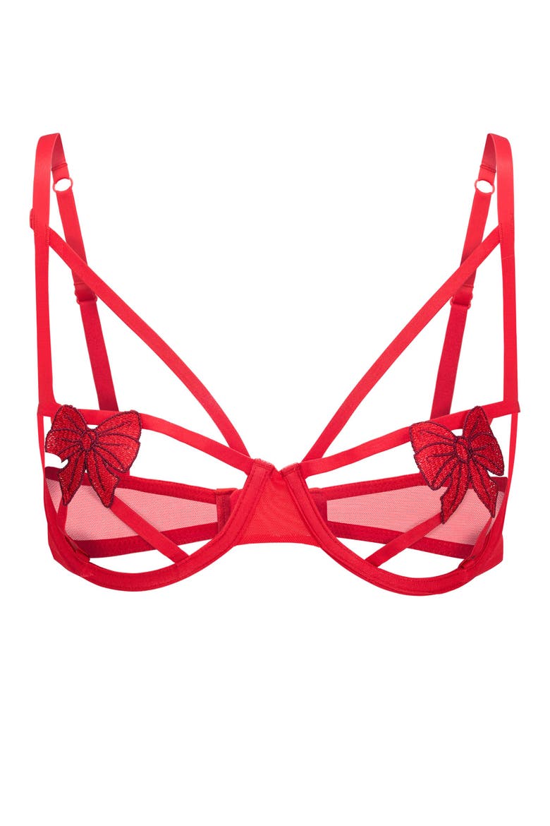 Lottie Unlined Cupless Bra, Alternate, color, Novelty red