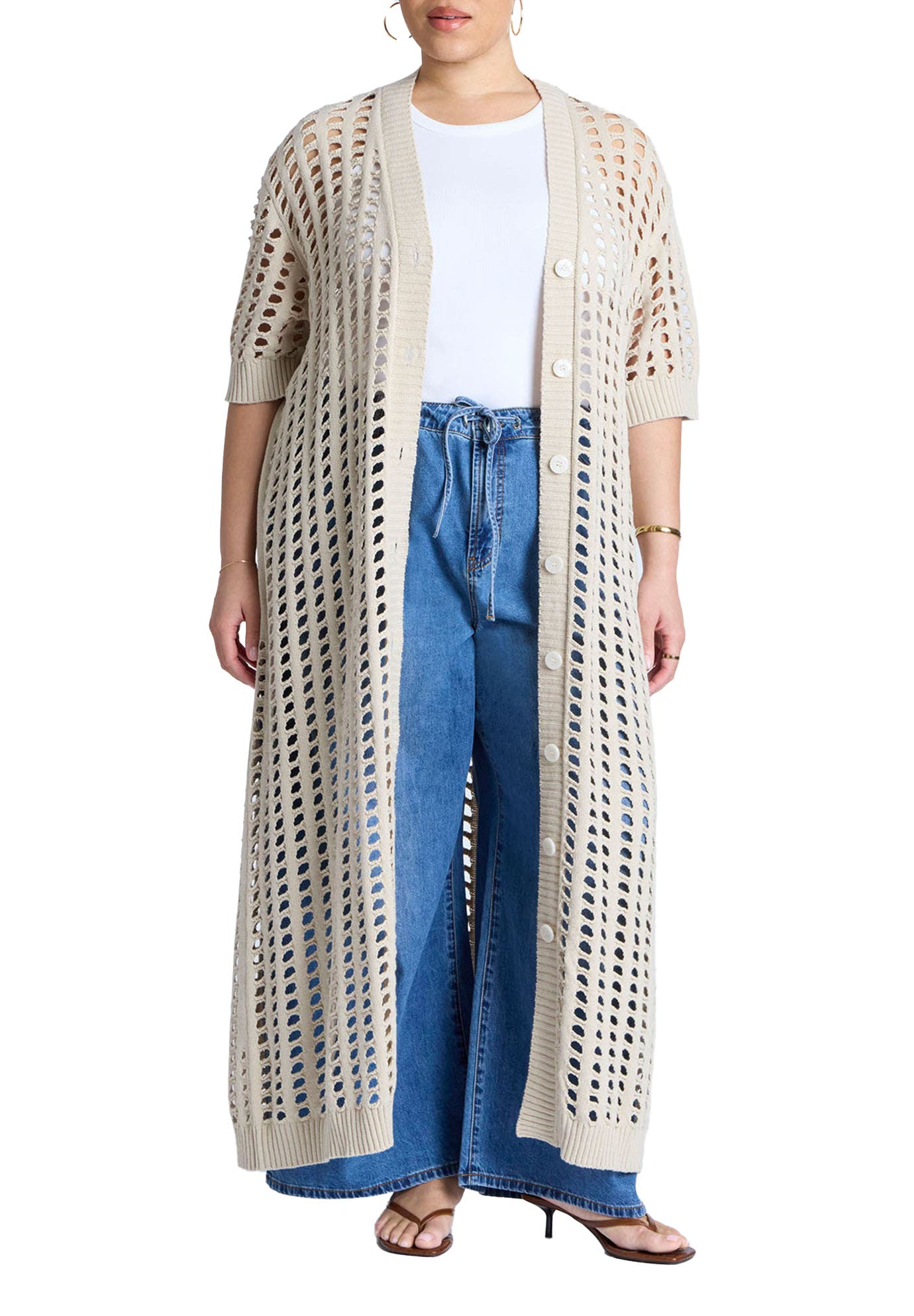 Open Stitch Cardigan Duster