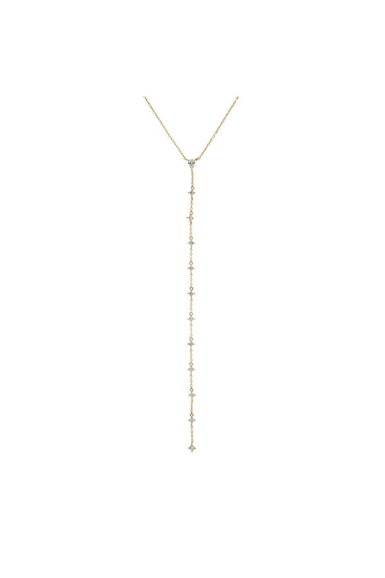 Teardrop CZ Lariat Necklace, Alternate, color, Gold