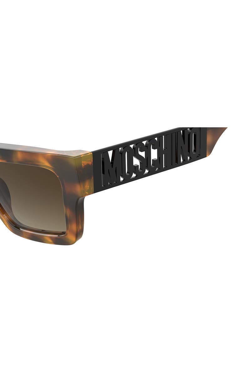Moschino 53mm Rectangular Sunglasses, Alternate, color, Havana