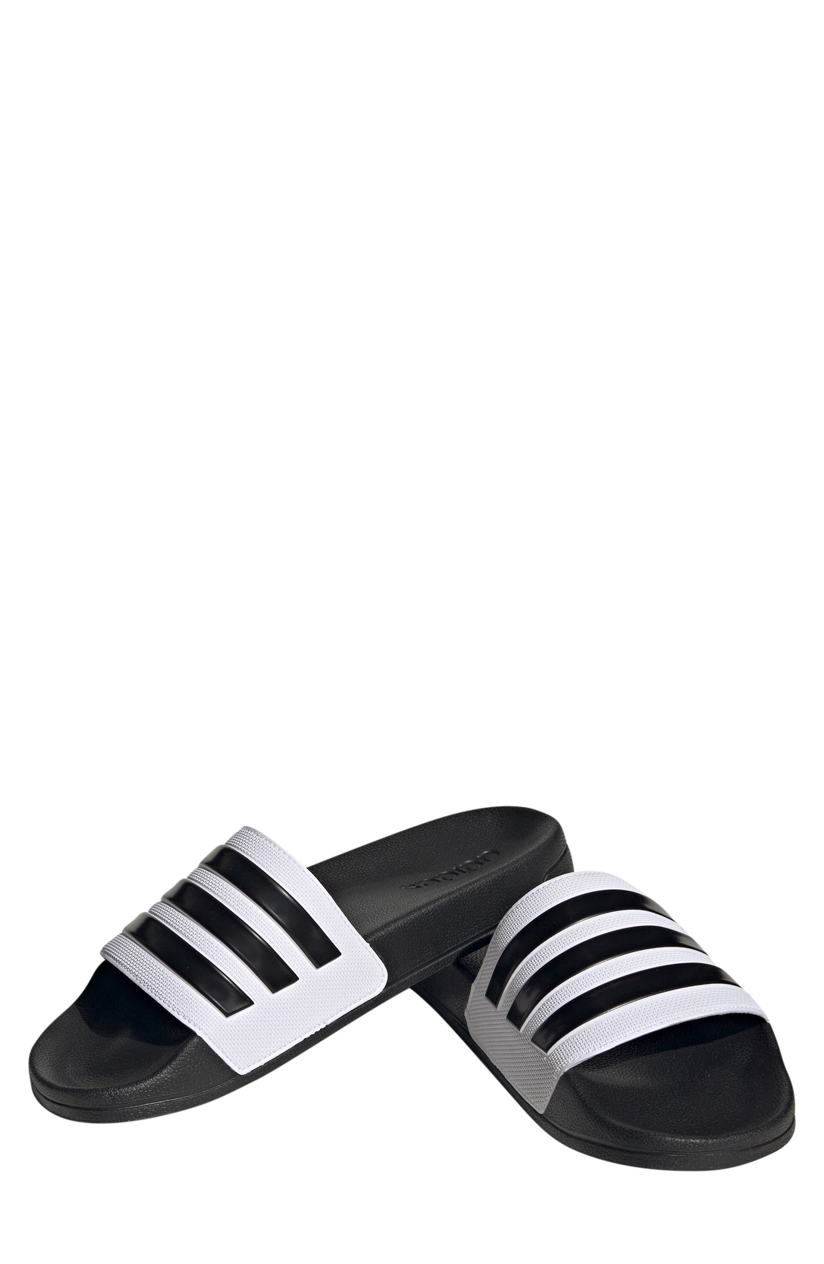 adidas Adilette Shower Slide Sandal, Main, color, White/ Black/ Black