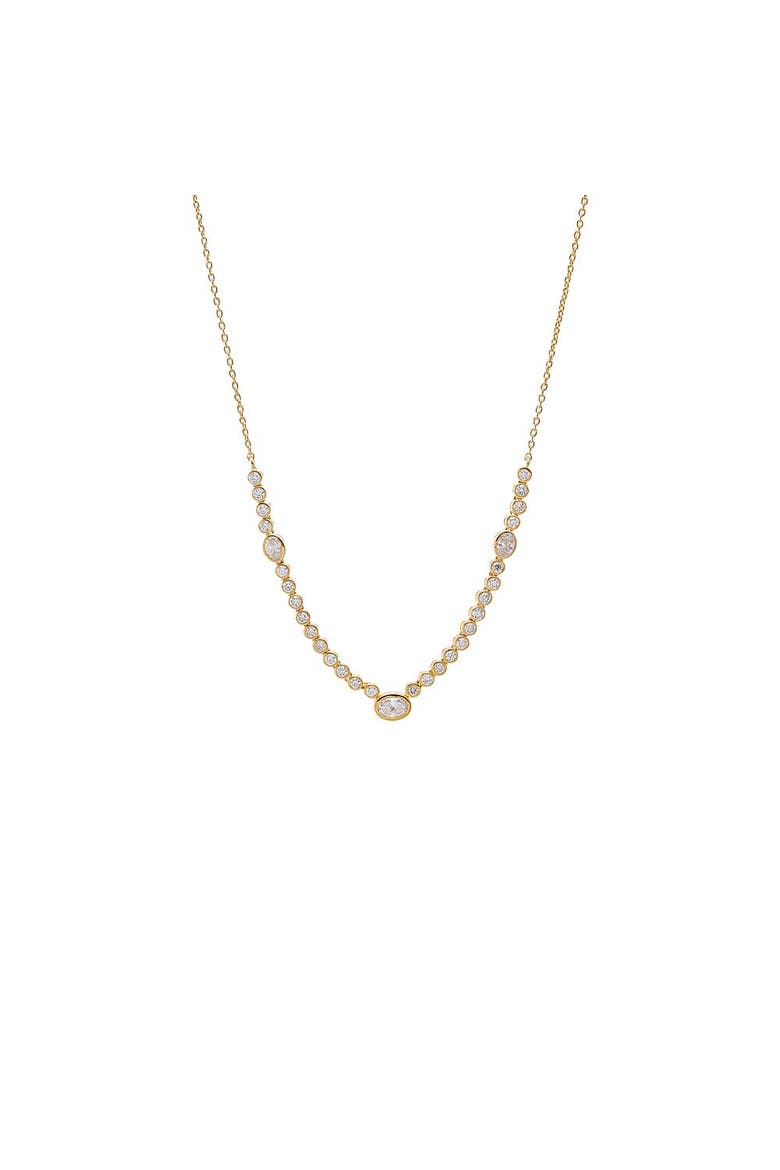 Lab Grown Diamond Bezel Oval Center Tennis Necklace, Main, color, Gold