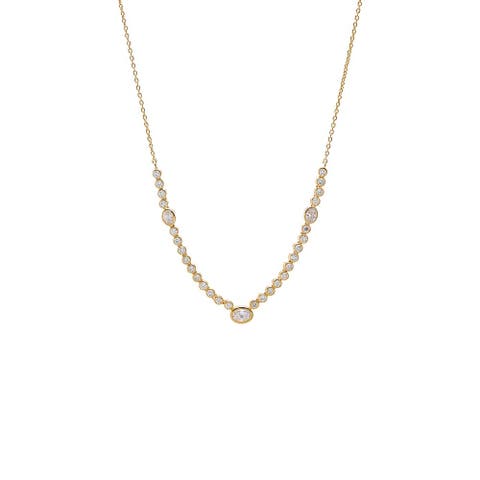 Lab Grown Diamond Bezel Oval Center Tennis Necklace