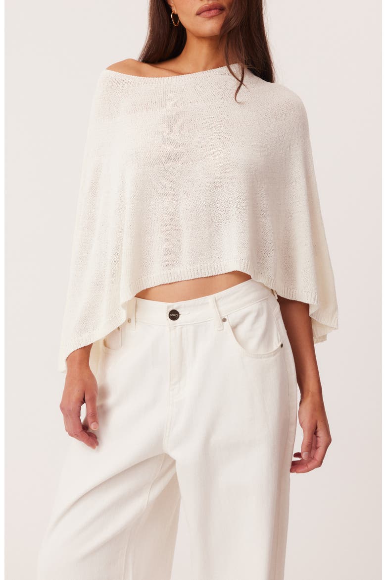 Misty Knit Off the Shoulder Poncho, Alternate, color, OFF WHITE