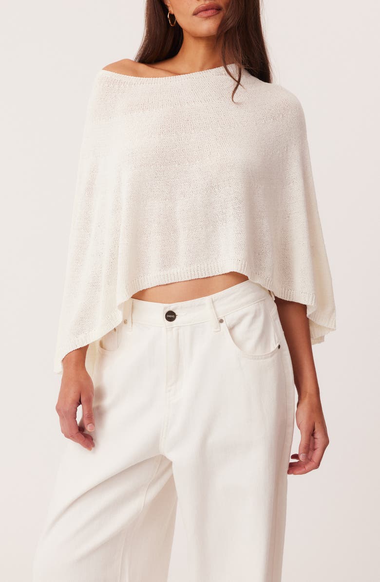SNDYS Misty Knit Off the Shoulder Poncho, Alternate, color, Off White