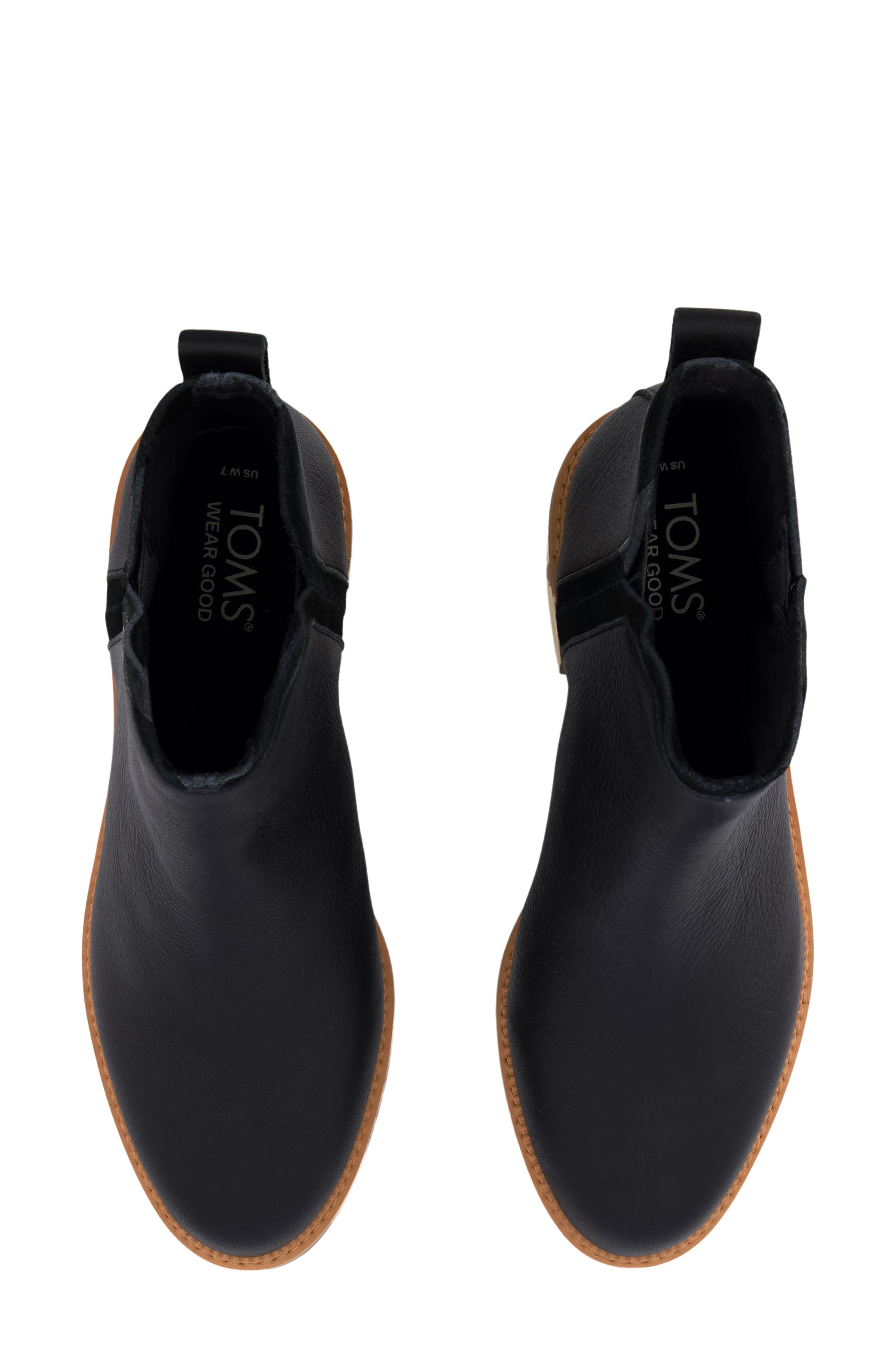 TOMS Hailey Water Resistant Leather Bootie, Alternate, color, 