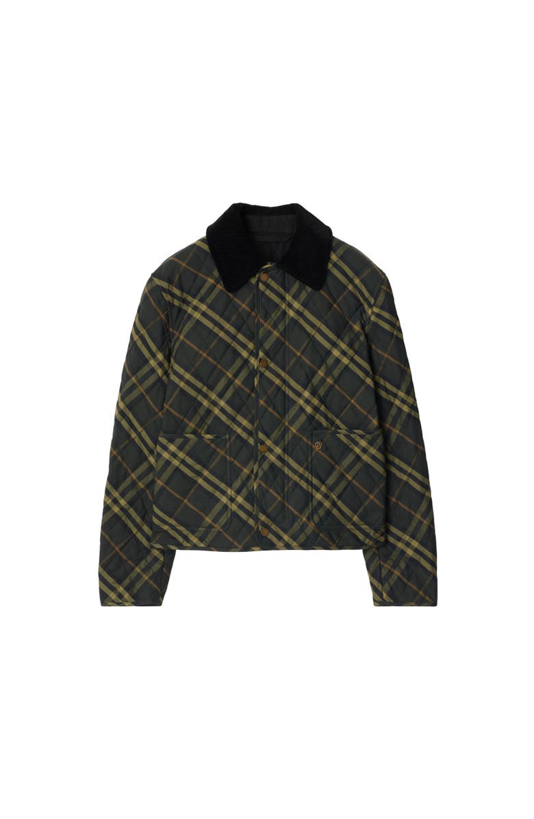 Burberry Cropped Check Quilted Barn Jacket, Alternate, color, 