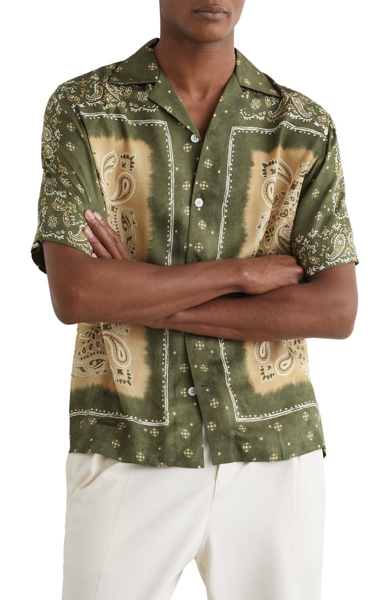 Reiss Vicente Camp Shirt, Alternate, color, Sage Green