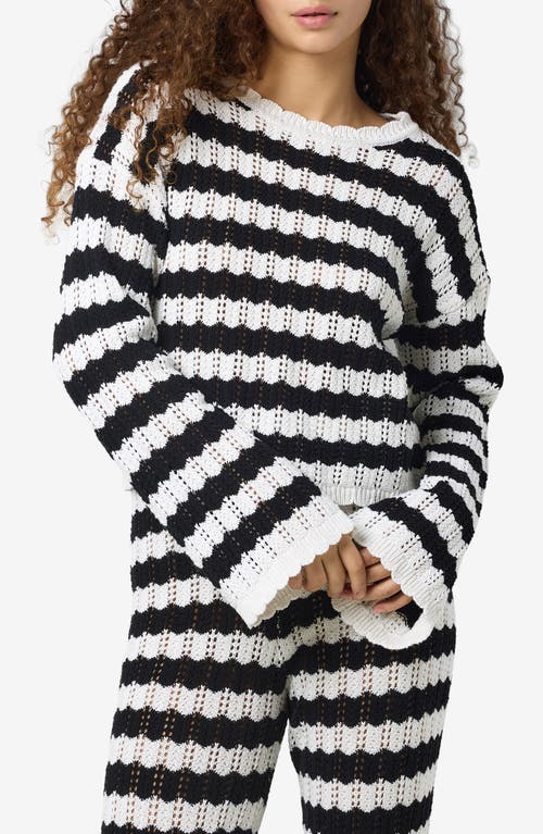 Shop Noisy May Laika Open Stitch Sweater In Birch Stripes Black