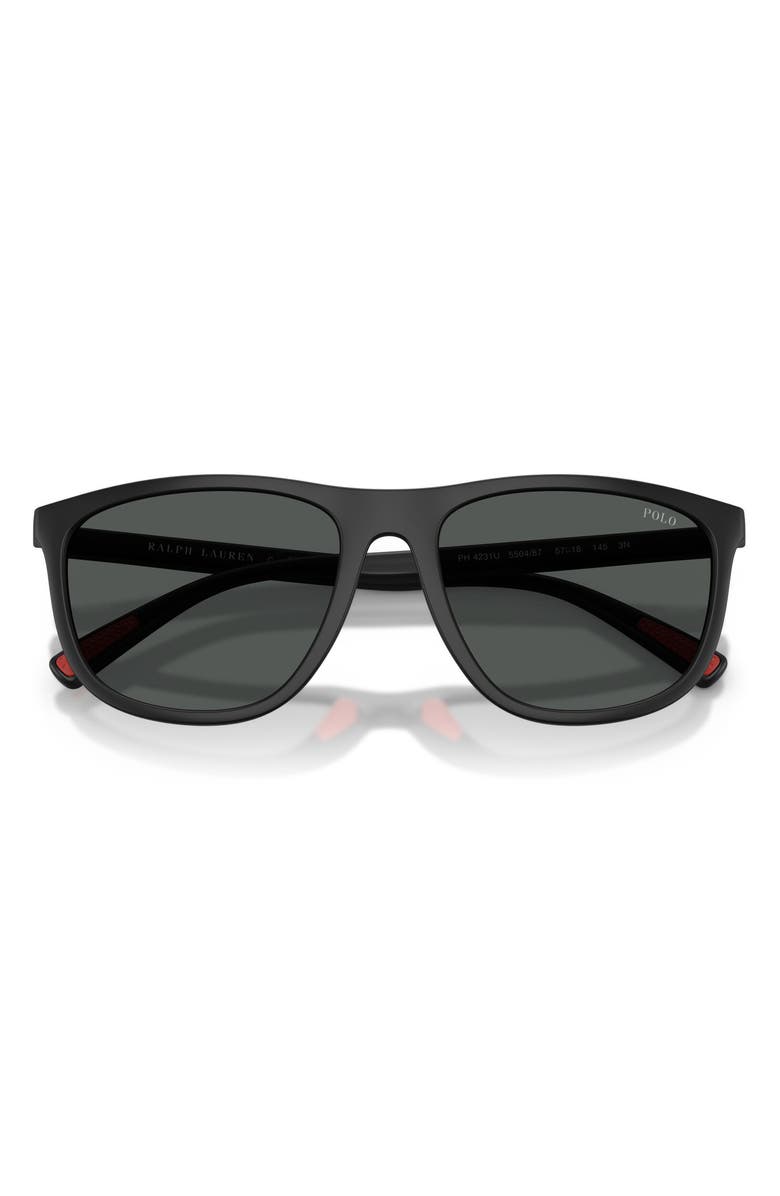 Polo Ralph Lauren 57mm Pillow Sunglasses, Alternate, color, Matte Black / Dark Grey
