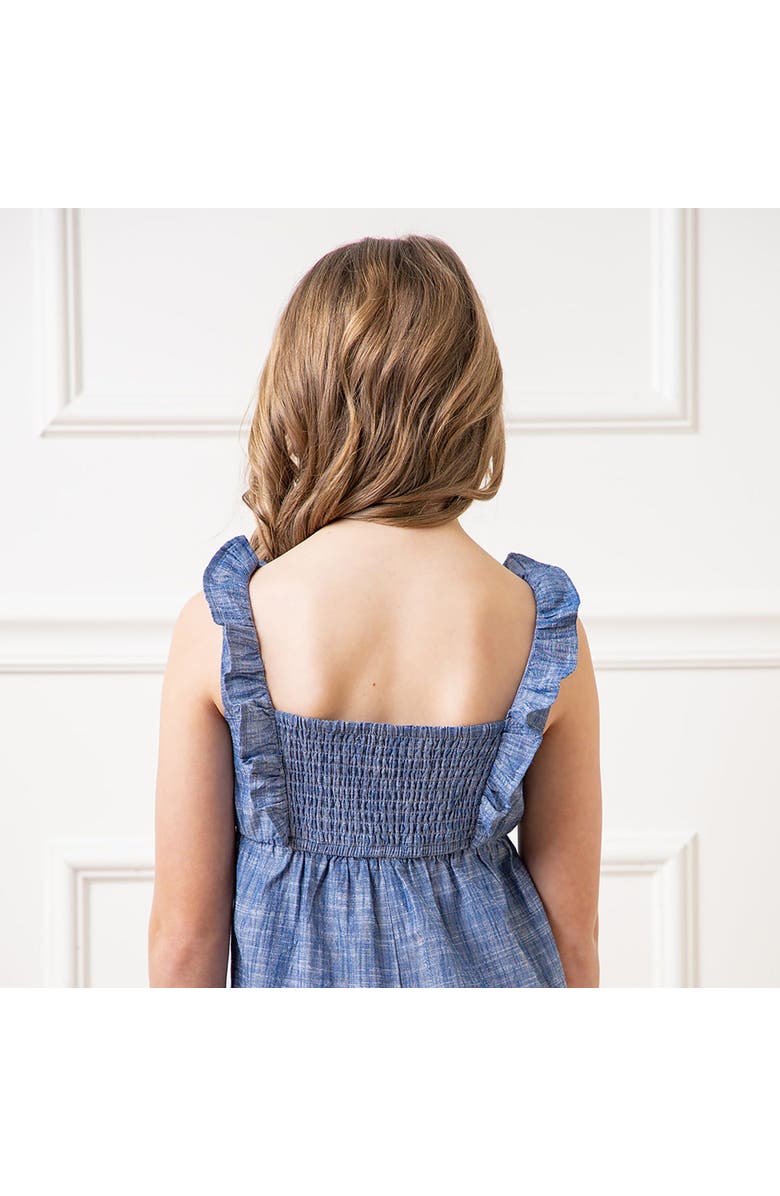 Hope & Henry Girls' Organic Ruffle Neck Jumpsuit, Toddler, Alternate, color, Chambray