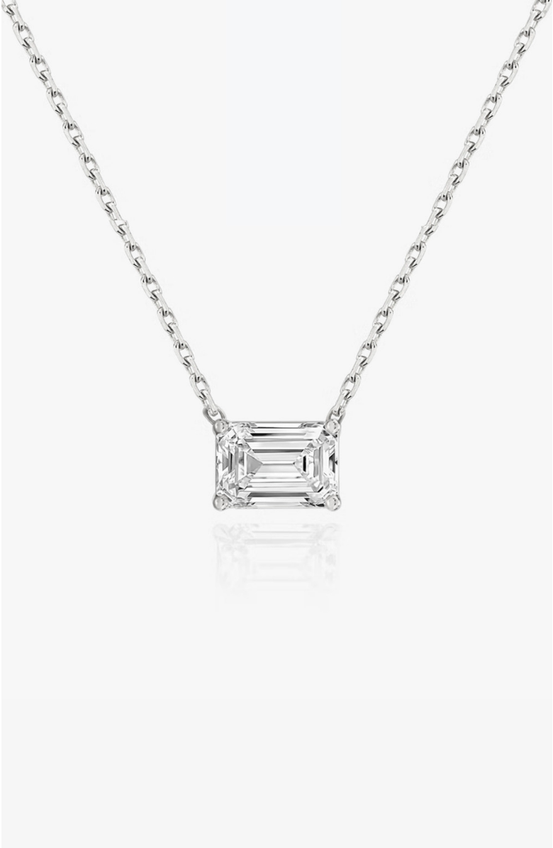 DLORIA Valentina Moissanite 2 ct. Emerald Cut Pendant Necklace in Gold Vermeil, Alternate, color, Silver