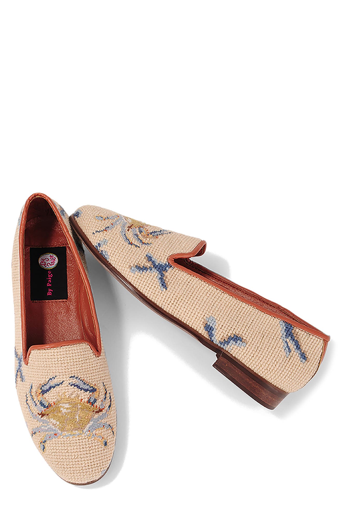 ByPaige BY PAIGE Needlepoint Crab Flat, Alternate, color, Tan