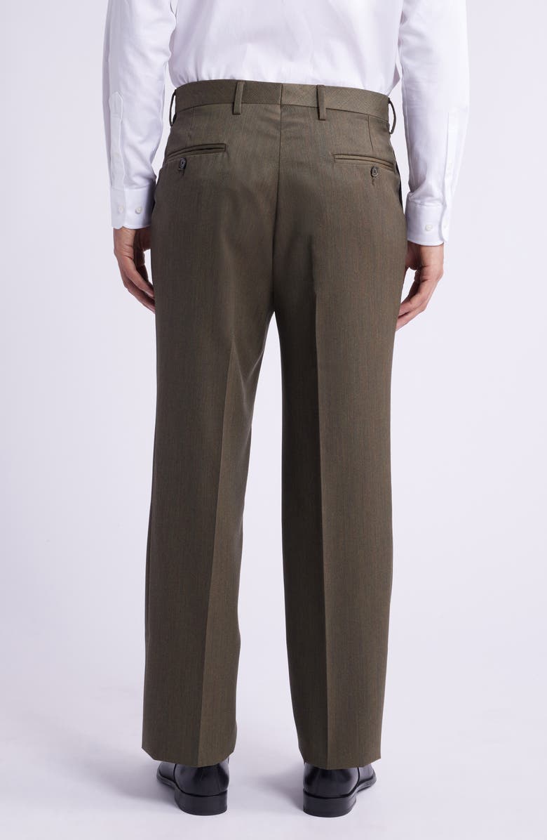 Berle Pleated Wool Gabardine Dress Pants, Alternate, color, Heather Tobacco