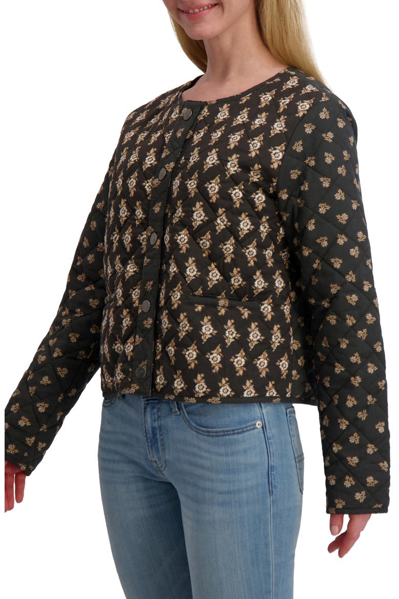 Diamond Quilted Jacket, Alternate, color, BLACK FLORAL