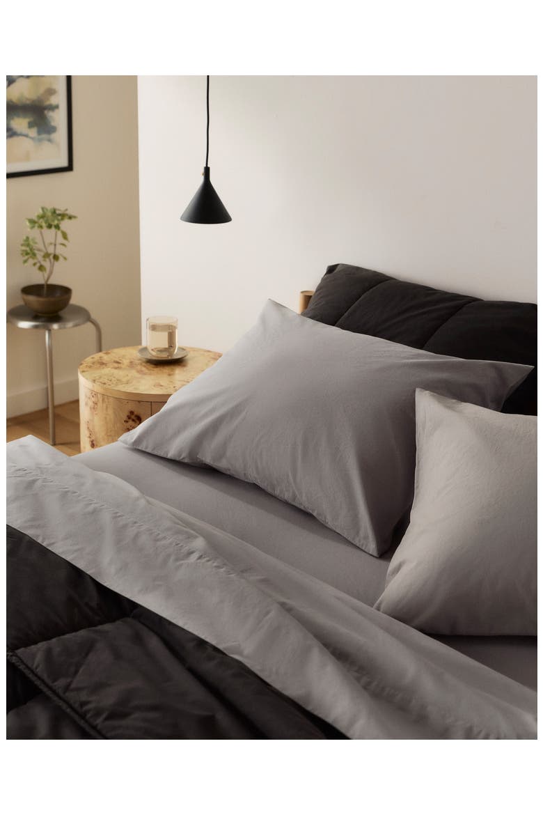 Percale Pillowcase Set, Alternate, color, PEBBLE