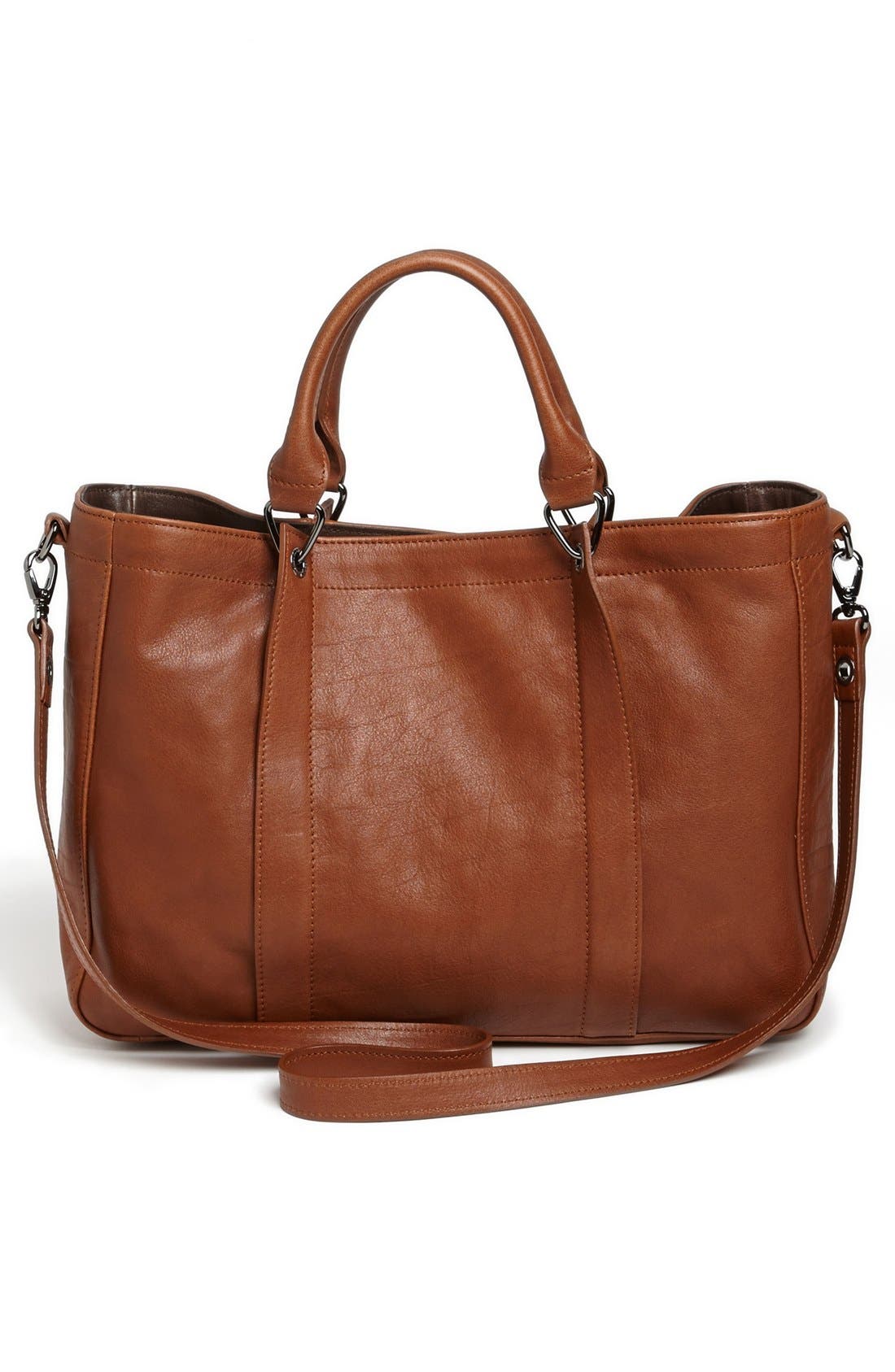 '3D - Medium' Leather Tote, Alternate, color, COGNAC