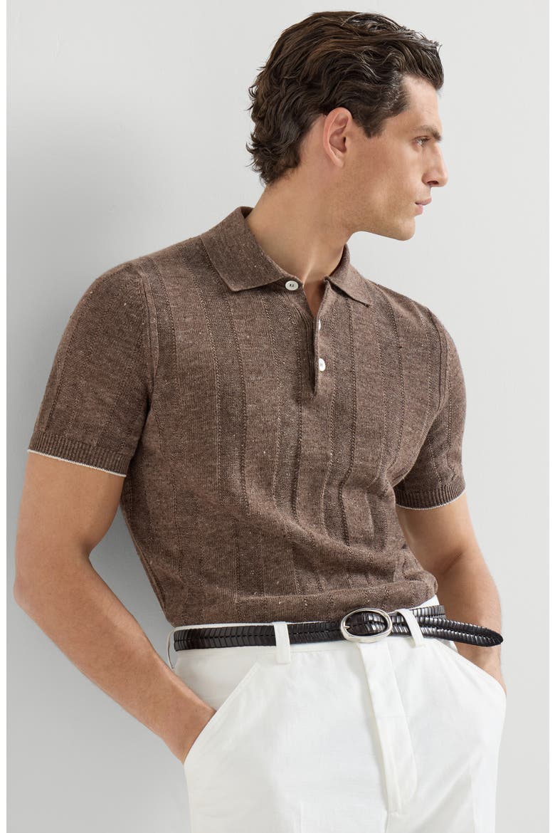 Rib knit polo, Alternate, color, Hazelnut