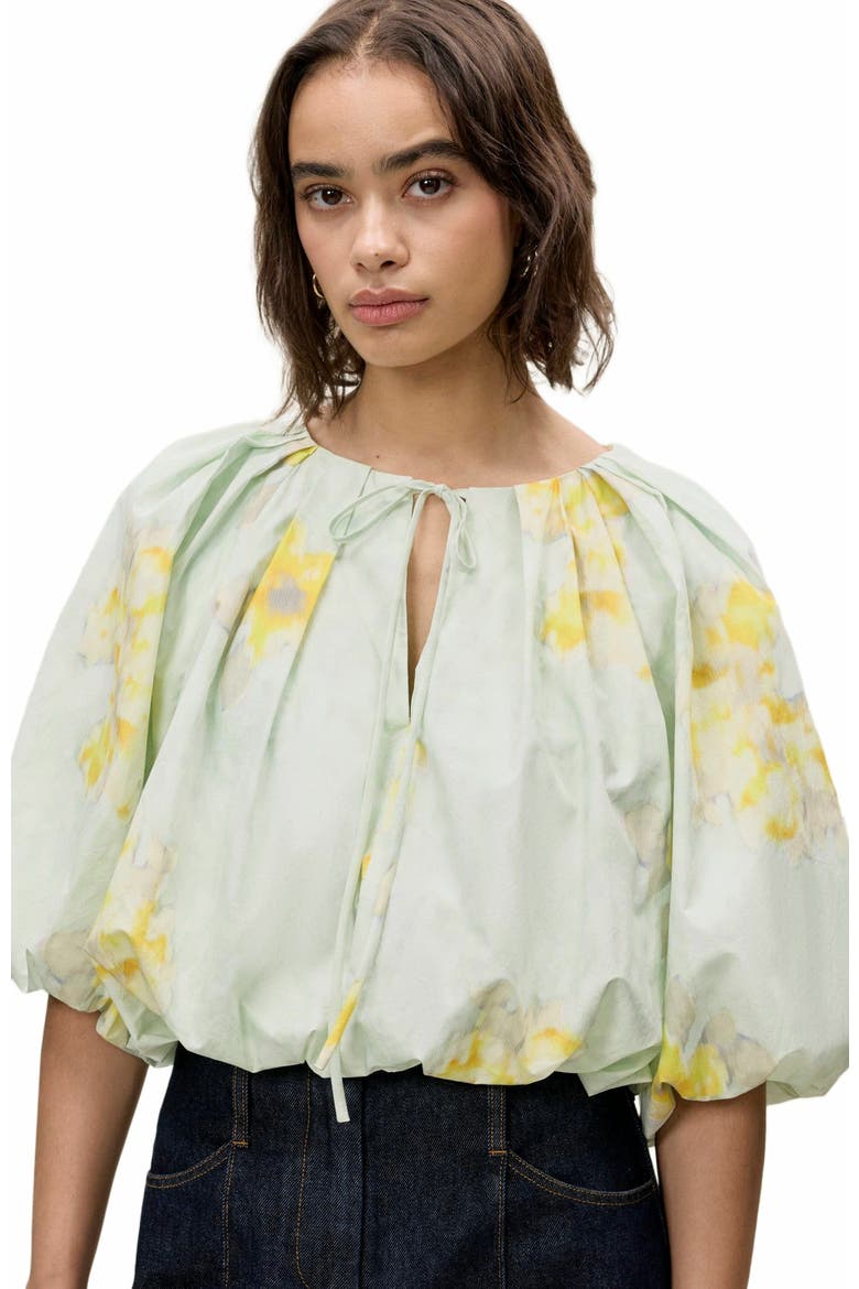 Yara Bubble Top, Alternate, color, SAGE COMBO