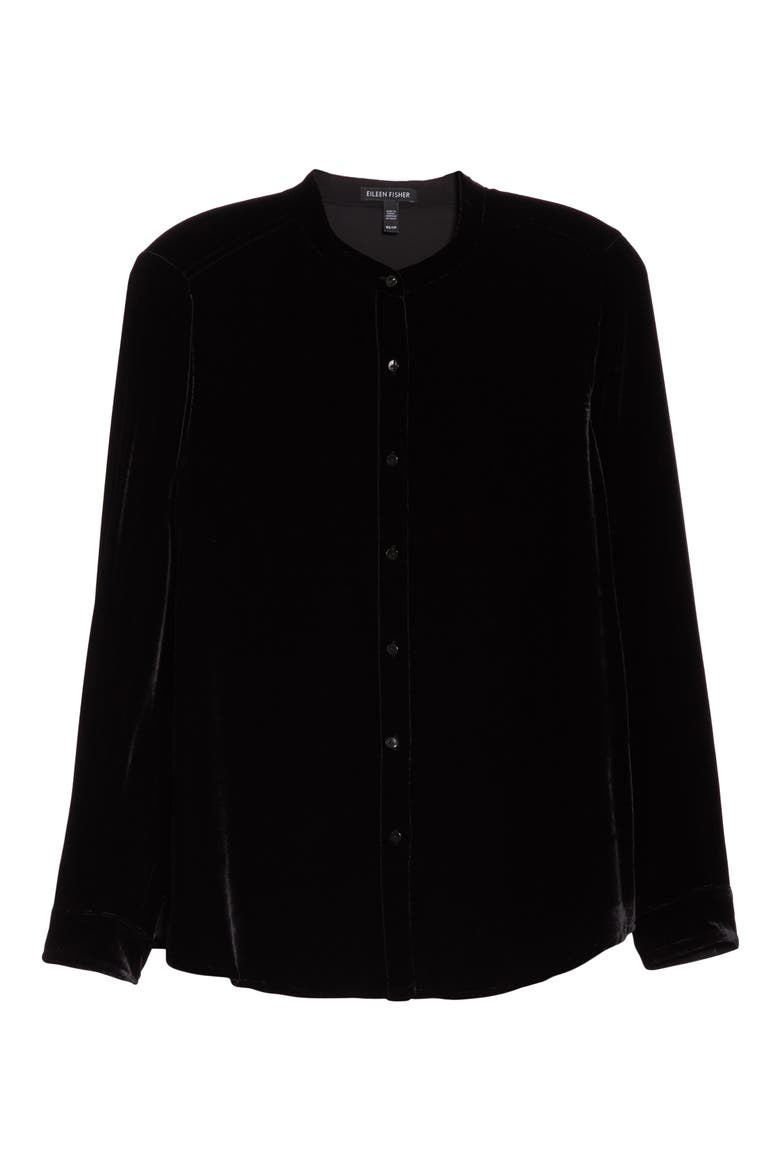 Long Velvet Shirt, Alternate, color, BLACK