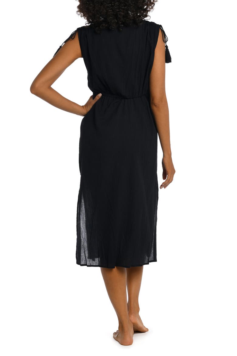 Island Fare Midi Cover-Up Dress, Alternate, color, BLACK