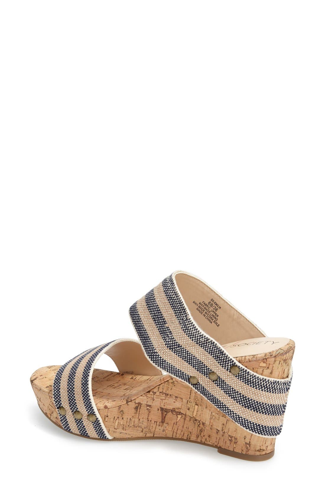 'Emilia 2' Wedge Sandal, Alternate, color, AMERICAN NAVY/ NATURAL