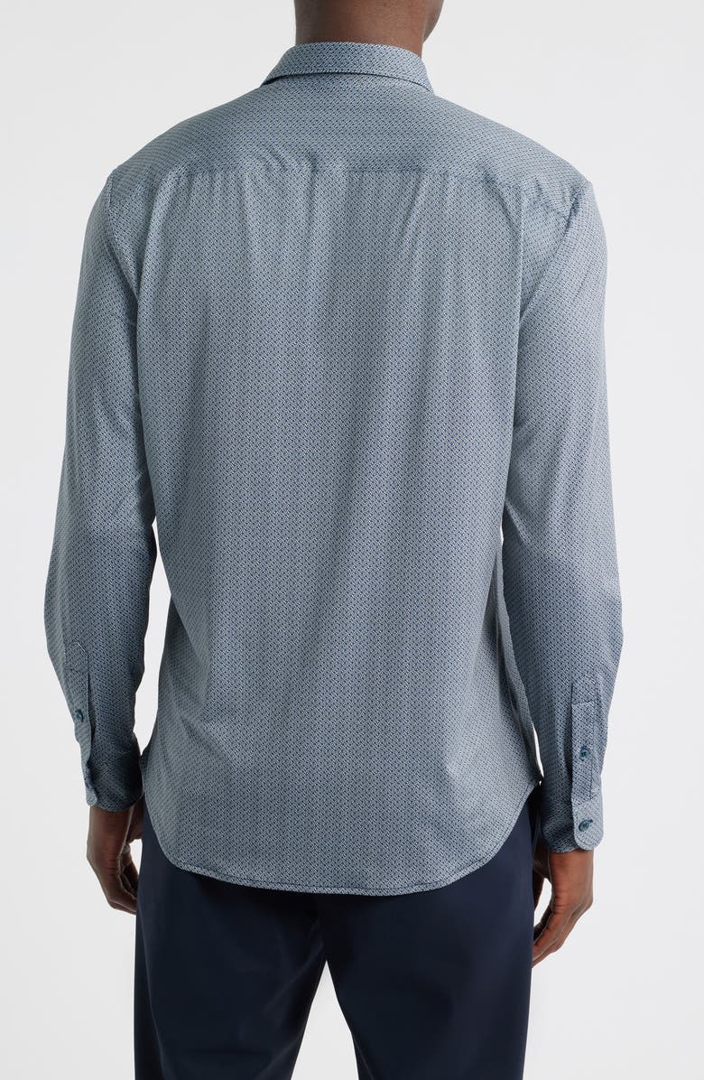 Emporio Armani Microprint Stretch Button-Up Shirt, Alternate, color, Teal